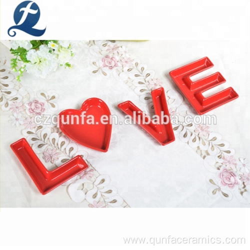 Decoration Love Design Letter Plate Ceramic Candy Dish